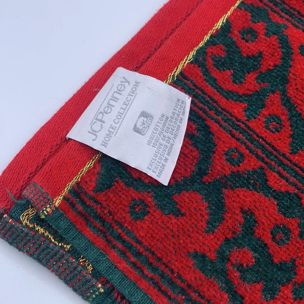 Vintage JCPenney Home Collection Cotton Red Green JOY Bath Towel & Hand Towel